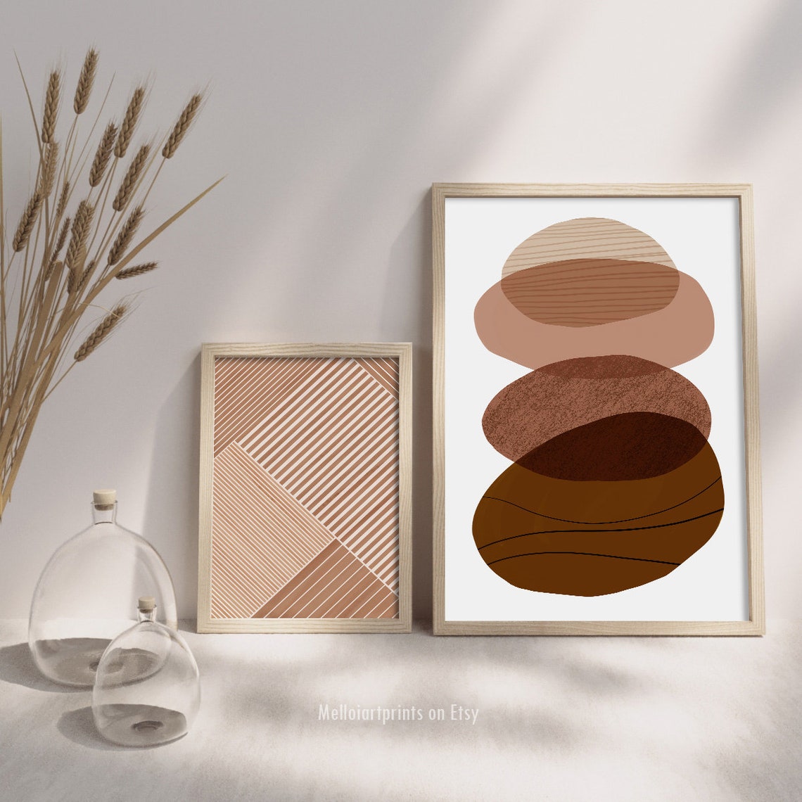 Terracotta Balancing Stones Abstract Art Earthy Modern Wall Poster - Image 2