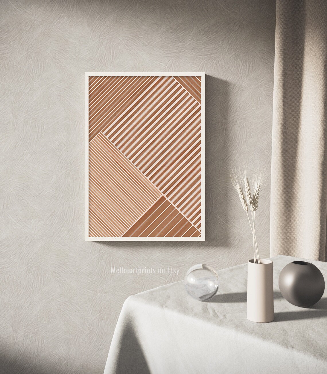 Stripes Geometric Abstract Art Print, Terracotta - Image 2
