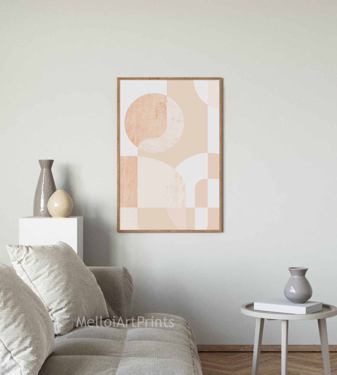 Beige Geometric Circle Arch Mid Century Modern Bauhaus Poster - Image 2
