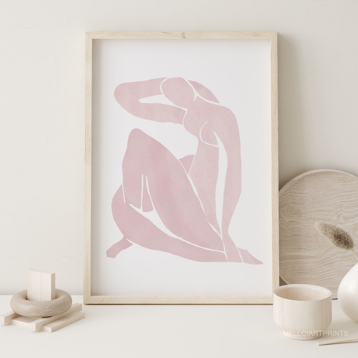 Mid Century Decor Nursery Wall Art Gift For Mom Geometric Art Boho Decor Powder Pink Abstract Prints Art Apartment Decor - Image 3