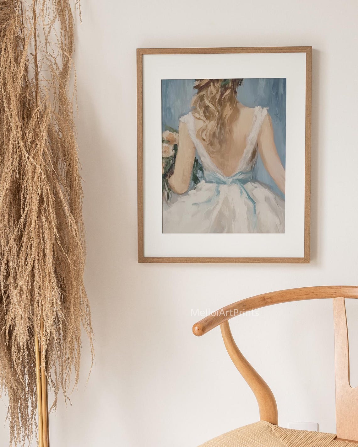 Woman In White Dress Art Print Wedding Day Painting Home Wall Decor - Image 3