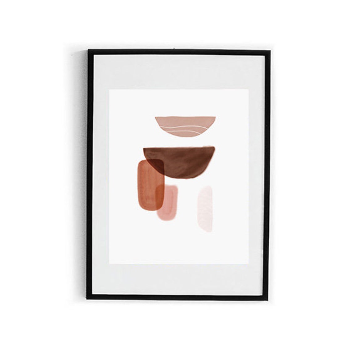 Terracotta Brown Watercolor Geometric Stack Minimalist Soft Poster - Image 2