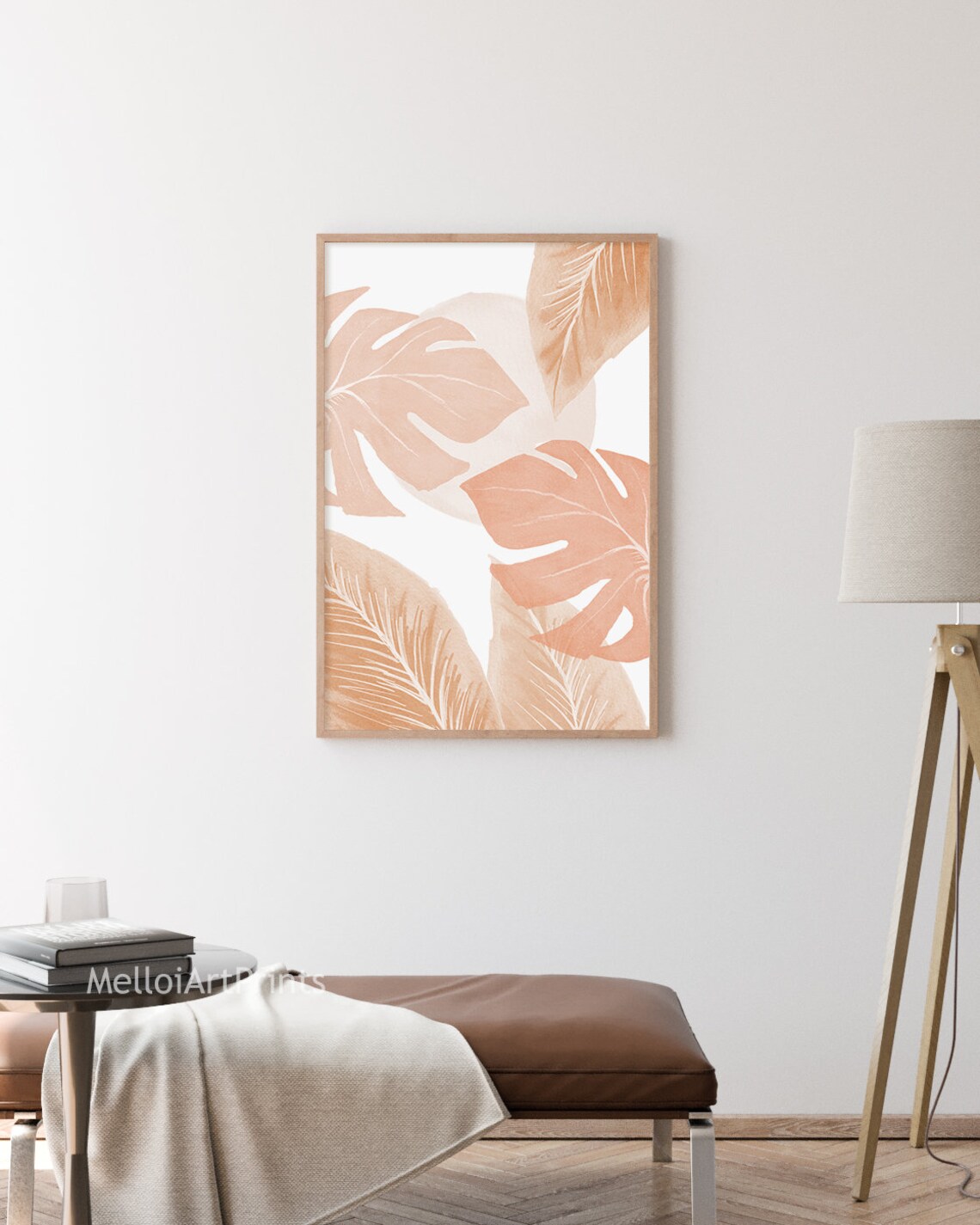 Pastel Monstera Leaf Art Print, Tropical Minimalist - Image 3