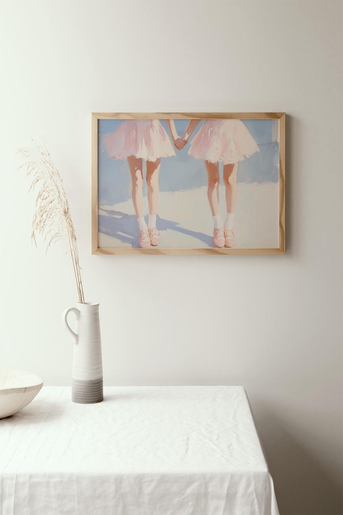 Sweet Girls In Pink Tutus Holding Hands Ballet Dance Art Poster - Image 2