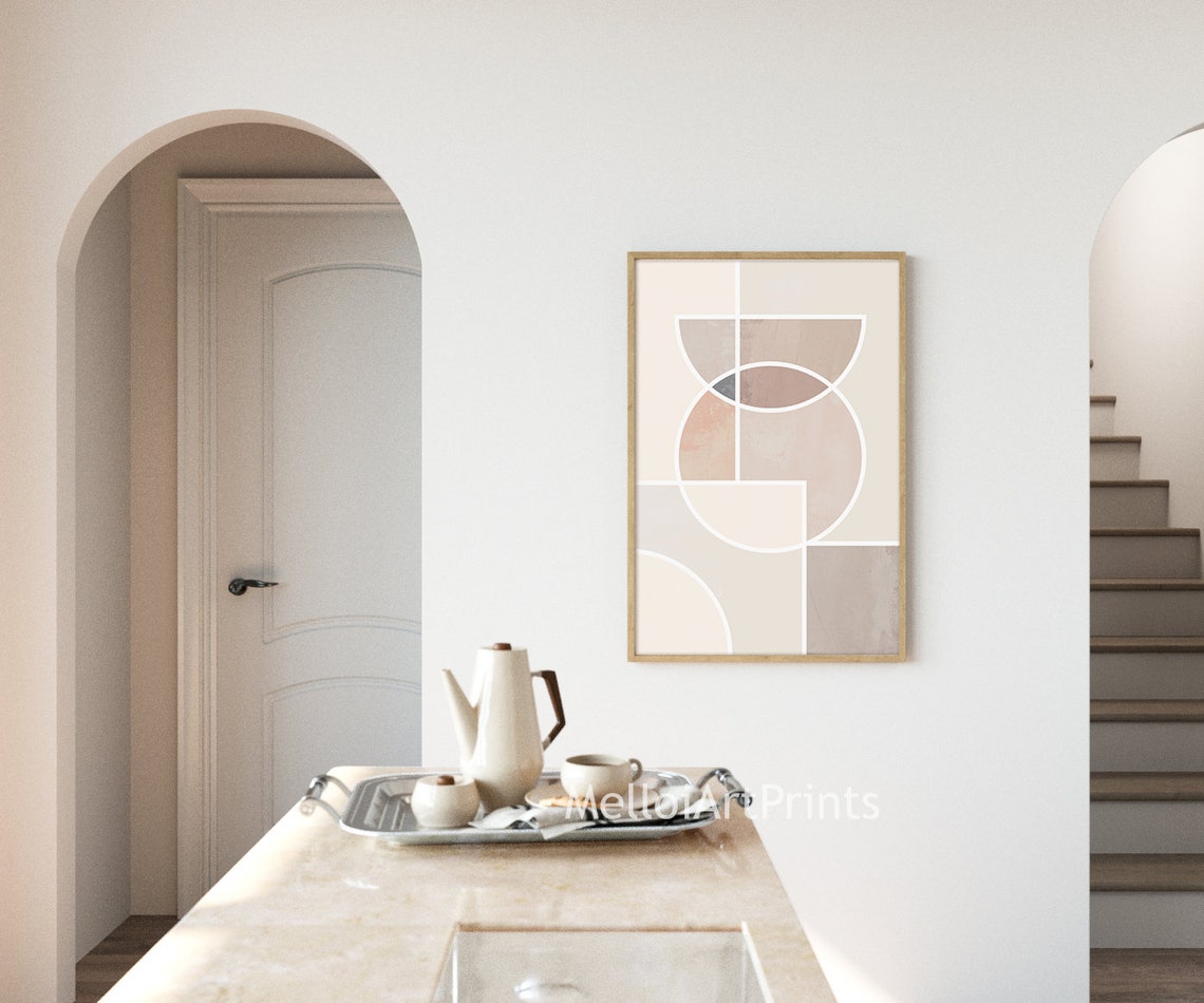 Beige Terracotta Geometric Circle Arc Abstract Neutral Wall Art - Image 3