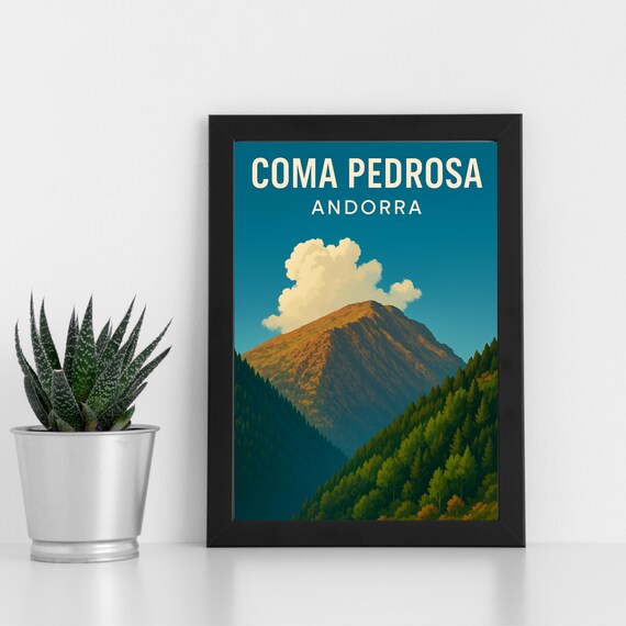 Coma Pedrosa Andorra Vintage Mountain Peak Travel Wall Poster