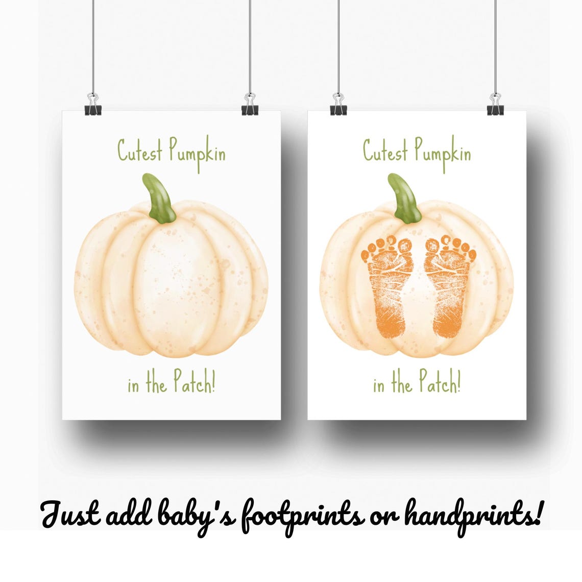 Cutest Pumpkin In The Patch Baby Footprint Orange Halloween Keepsake - Image 2