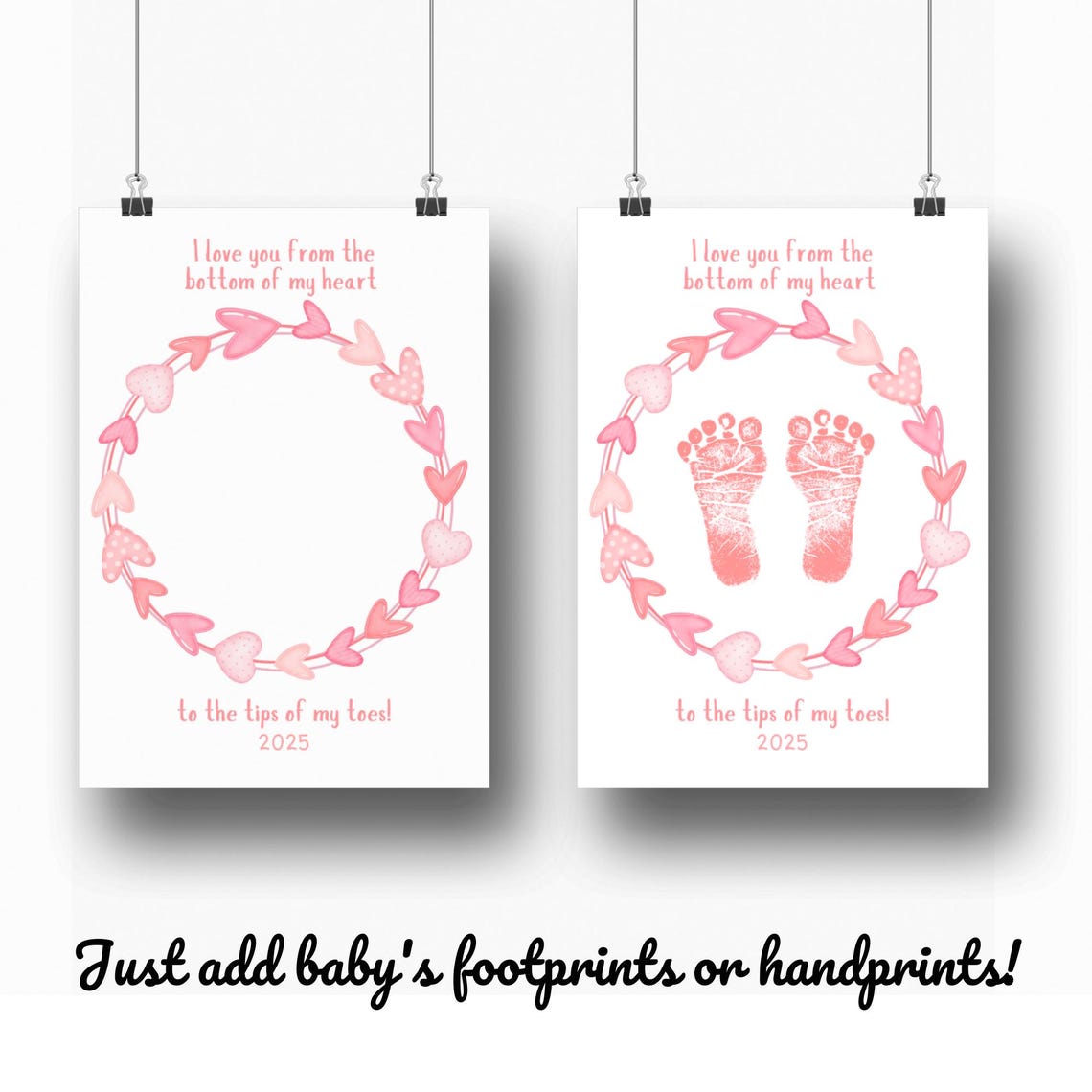 Bottom Of My Heart Tips Of My Toes Footprint Keepsake My First Valentines Day 2025 Footprint Heart Love Handprint Diy Craft Art Baby Kids - Image 3