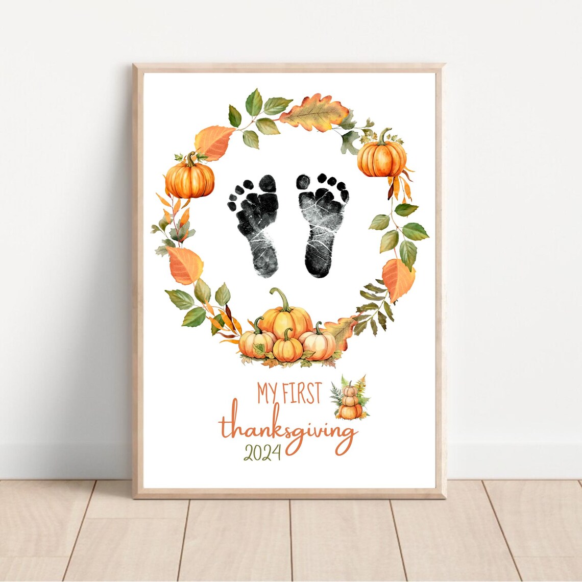 My First Thanksgiving Footprint Art Poster Print