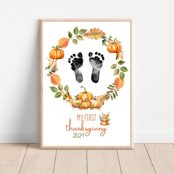 My First Thanksgiving Footprint Art Poster Print