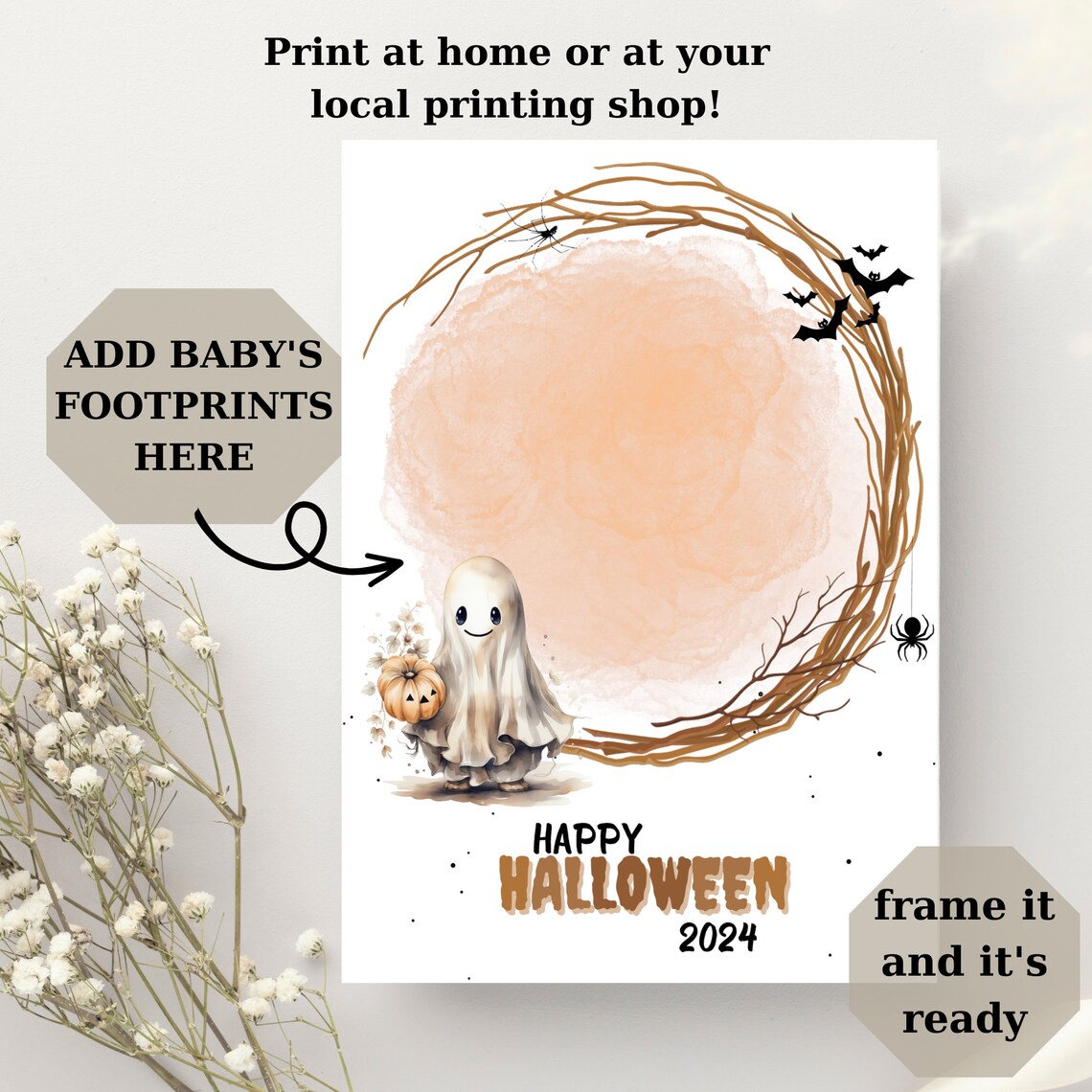 Ghost Halloween Handprint Or Footprint DIY Poster - Image 3