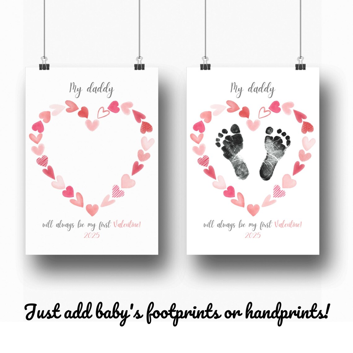 Daddy You're My First Valentine Handprint Heart Print - Image 3