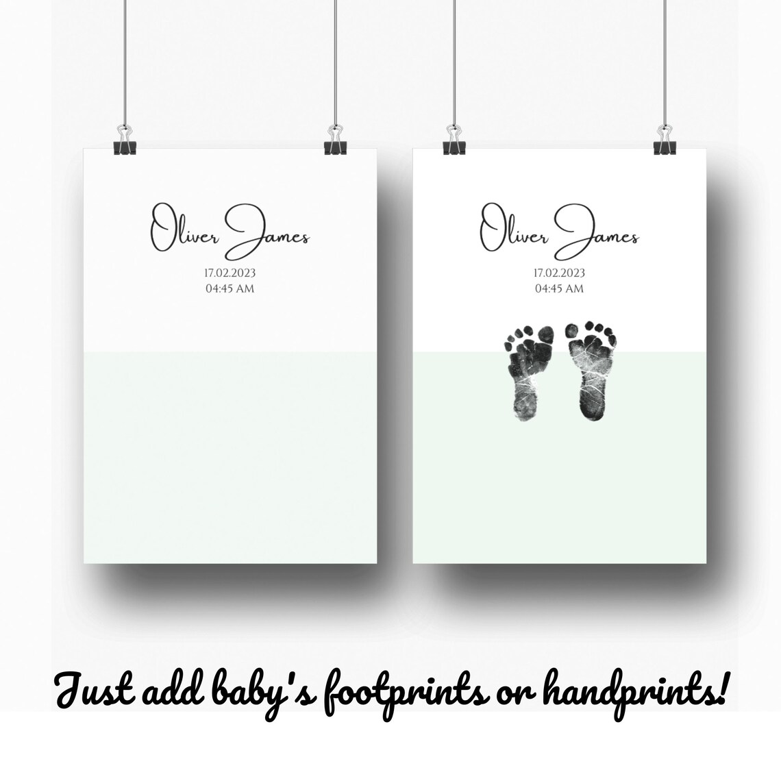 Personalized Pastel Baby Footprint Keepsake Art Print - Image 2