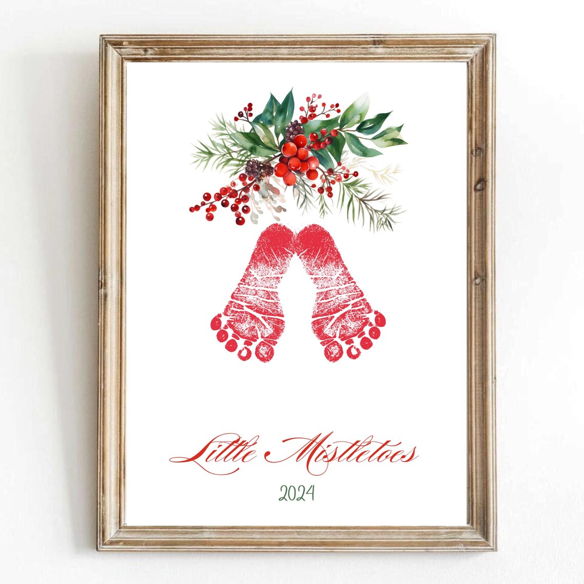 Mistletoes Footprint Art, Christmas Keepsake Print