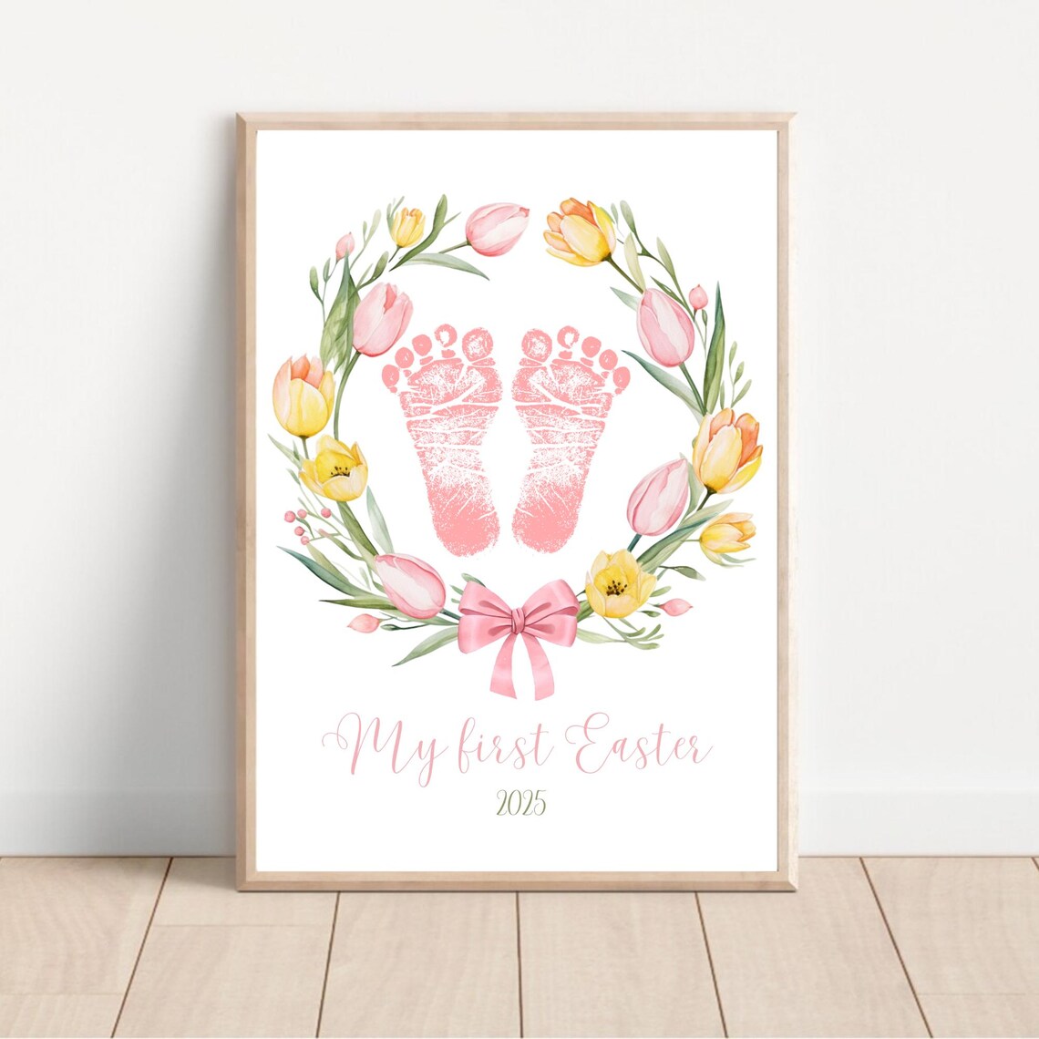 My First Easter Baby Footprint Easter Egg Wreath - Image 2