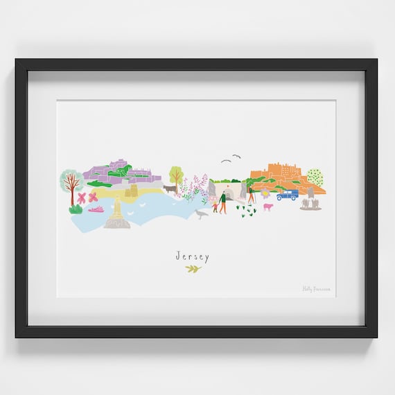 Jersey Skyline Cityscape Landmarks Art Print