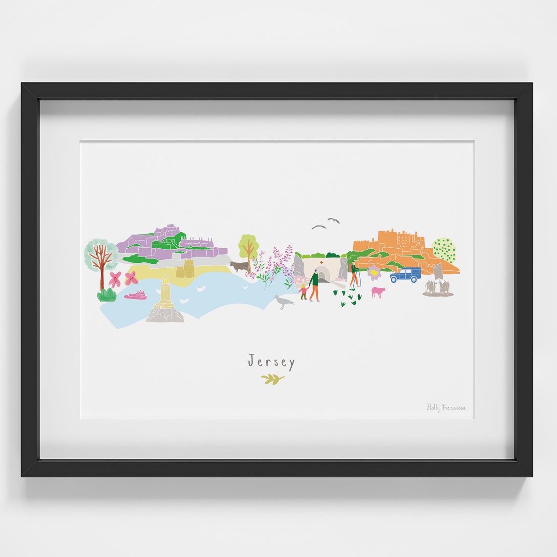 Jersey Skyline Cityscape Landmarks Art Print
