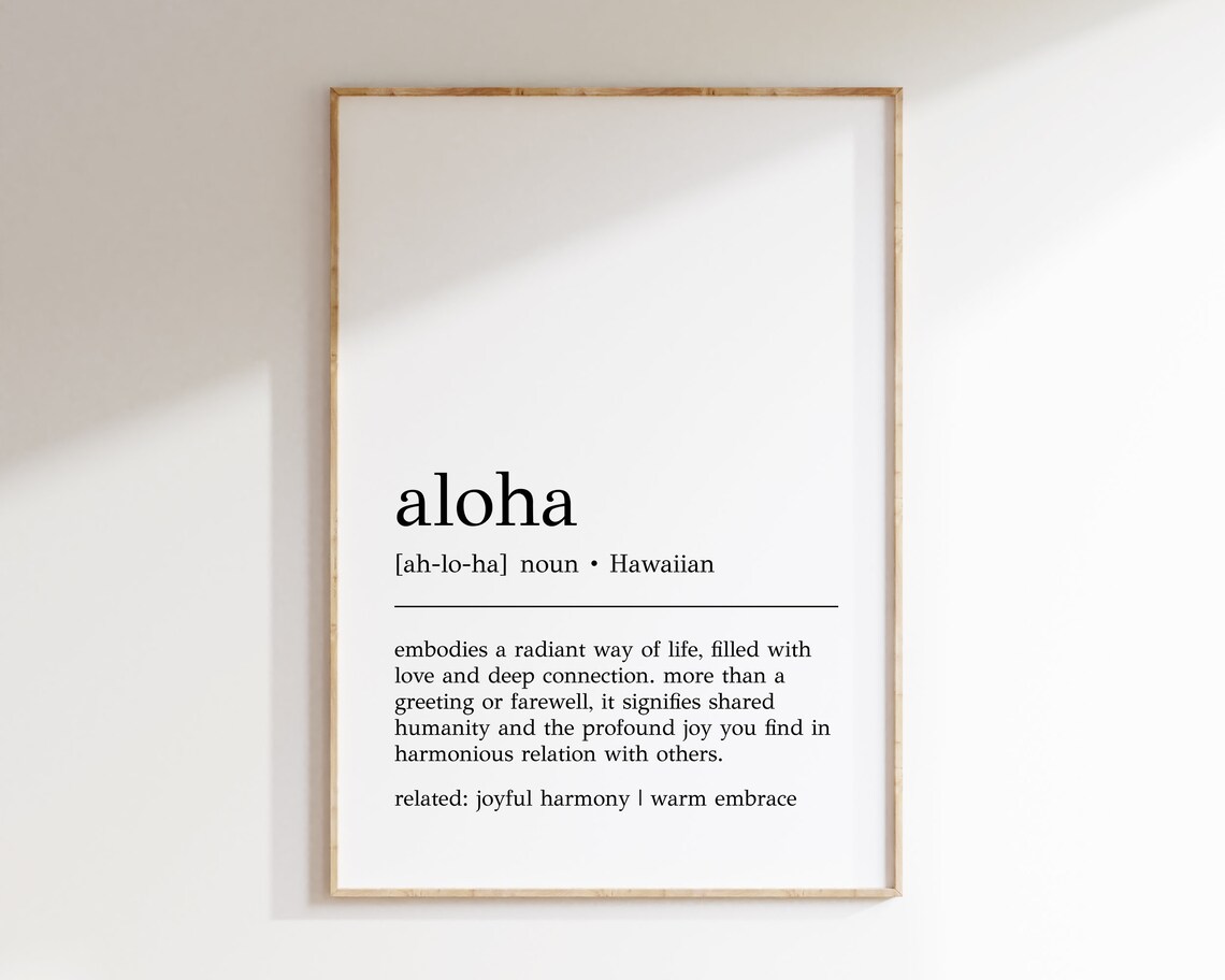 Aloha Definition Poster, Hawaiian Typography Decor