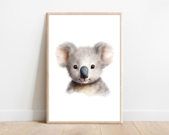 Baby Koala Watercolor Portrait Cute Nursery Animal Art Poster