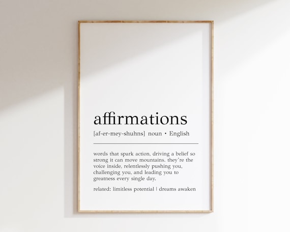Affirmations Definition Motivational Typography Art Print