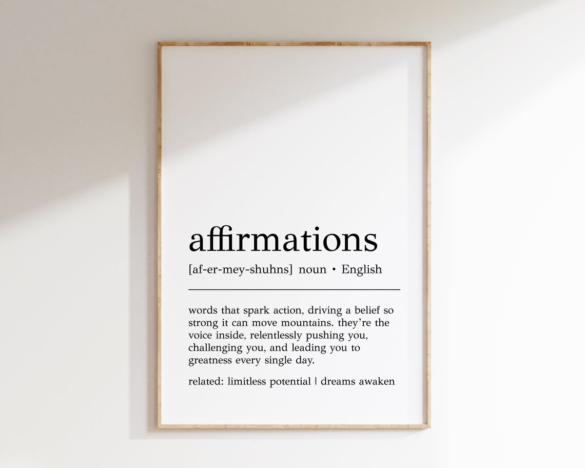 Affirmations Definition Motivational Typography Art Print