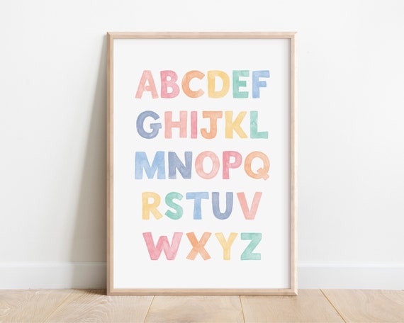 Rainbow Alphabet Print Print Educational Wall Art Nursery Wall Decor Alphabet Wall Art Educational Prints Nursery Prints