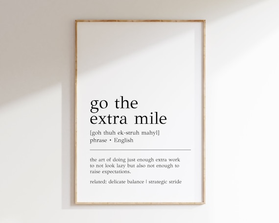 Go The Extra Mile Definition Print Funny Office Decor Home Office Wall Art Go The Extra Mile Decor Cubicle Wall Art Print
