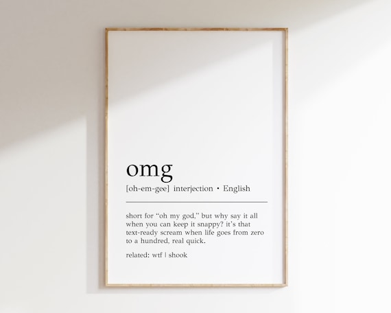 Omg Definition Print Omg Wall Art Teenager Gifts Funny Teenager Wall Art Teenager Wall Decor Print Funny Teen Gifts