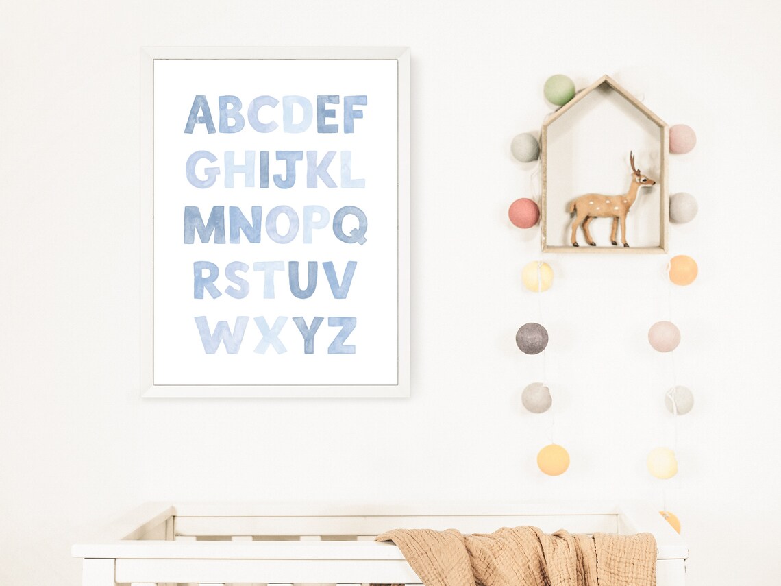 Baby Blue Alphabet Poster, Nursery Educational Print - Image 2