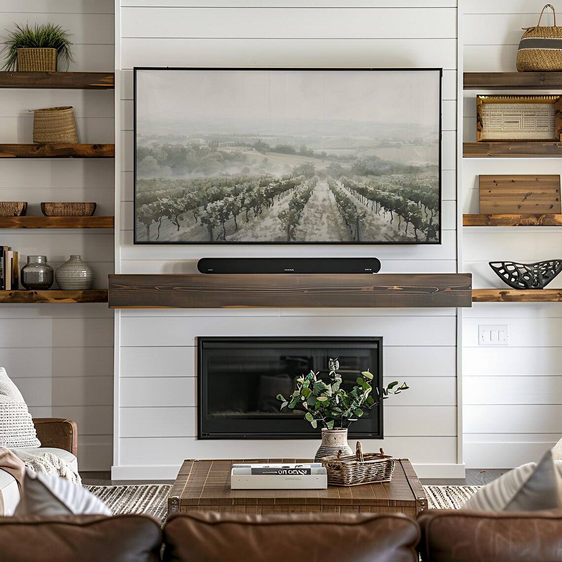 Misty Vineyard Rows Rolling Hills Morning Wine Country Landscape Poster - Image 3