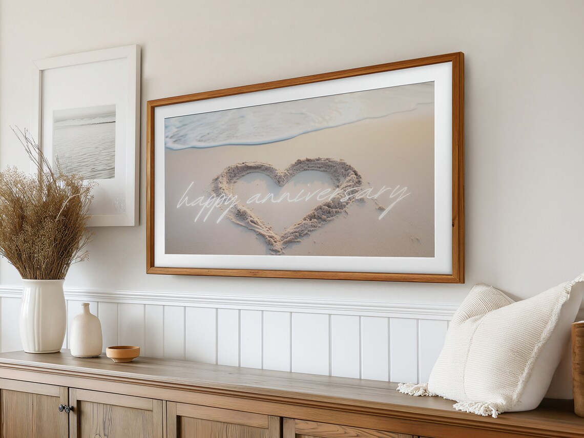 Happy Anniversary Beach Art Print, Customizable - Image 3