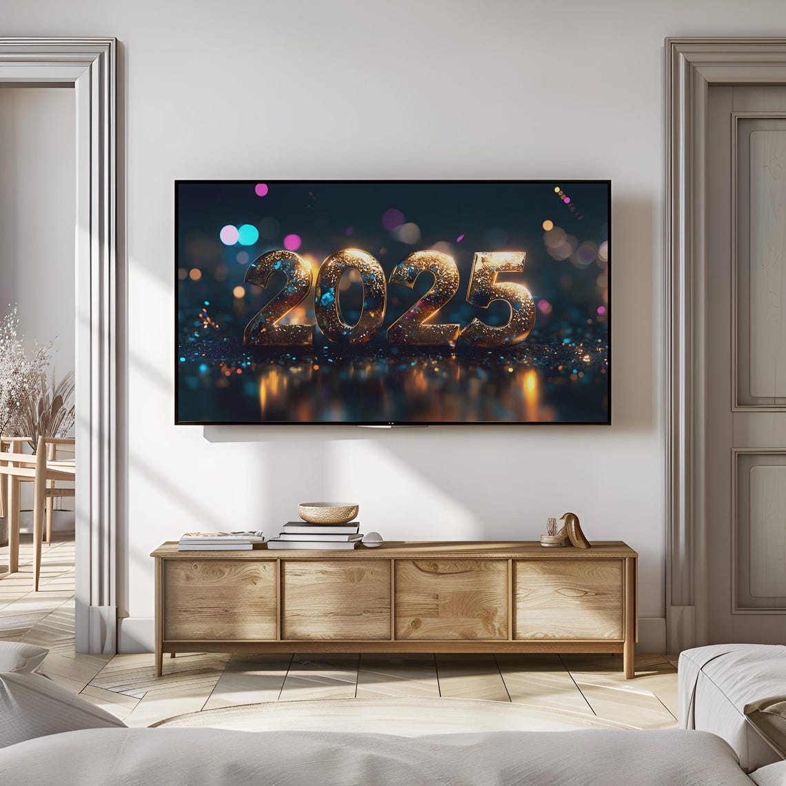 Golden Glitter 2025 Numbers New Years Eve Festive Party Poster - Image 2