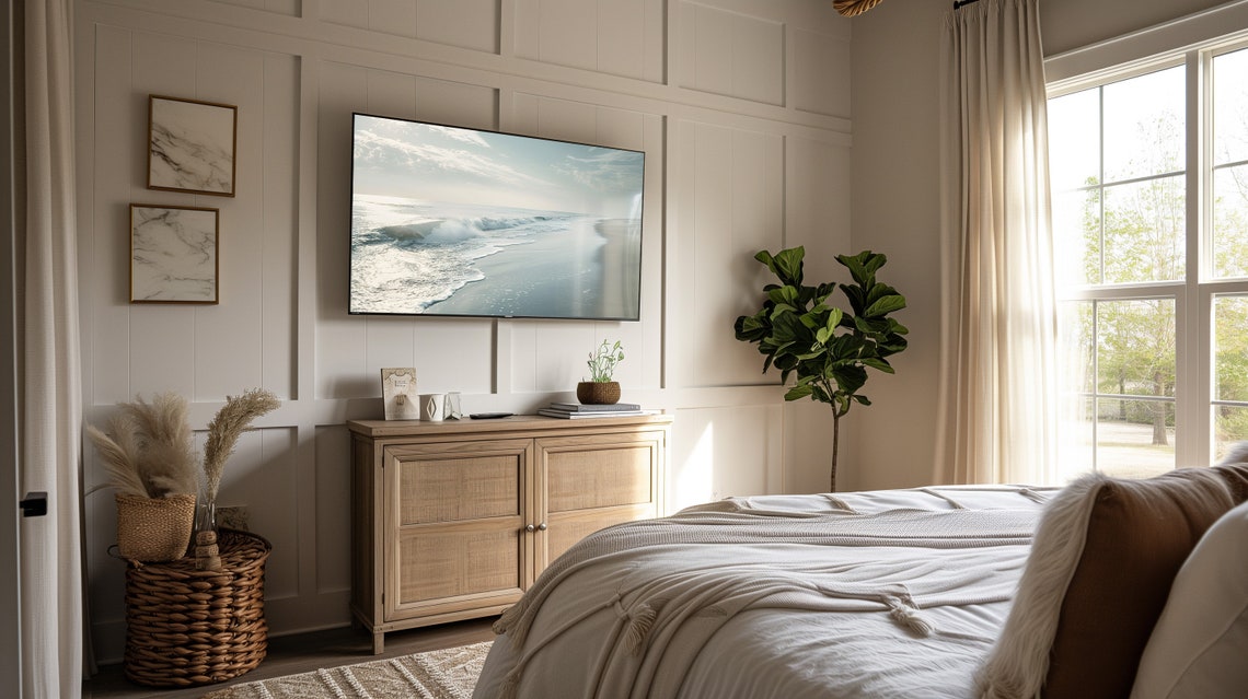 Soft Morning Beach Silver Waves Minimal Serene Shore Photo Poster - Image 2