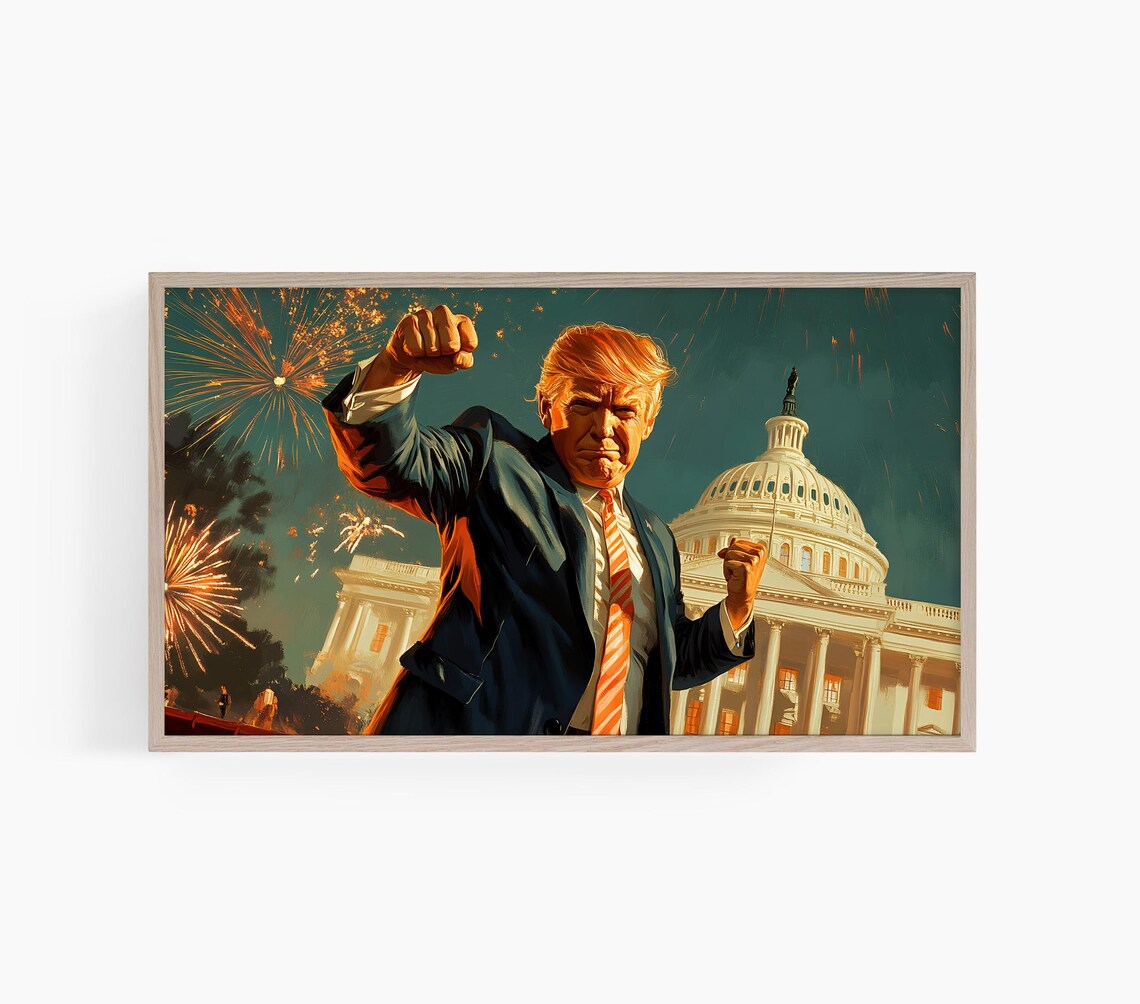 Donald Trump Victory Celebration US Capitol Fireworks Art Poster