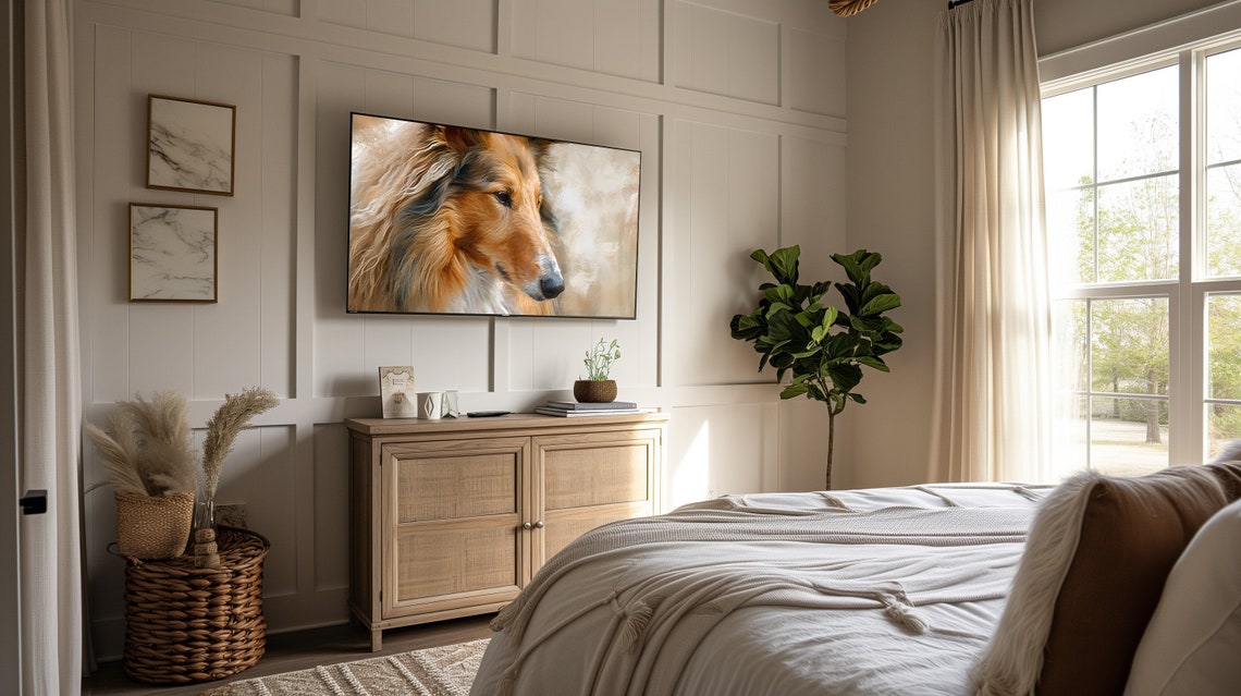 Rough Collie Dog Portrait Painting Sable Pet Lover Gift Wall Art - Image 2