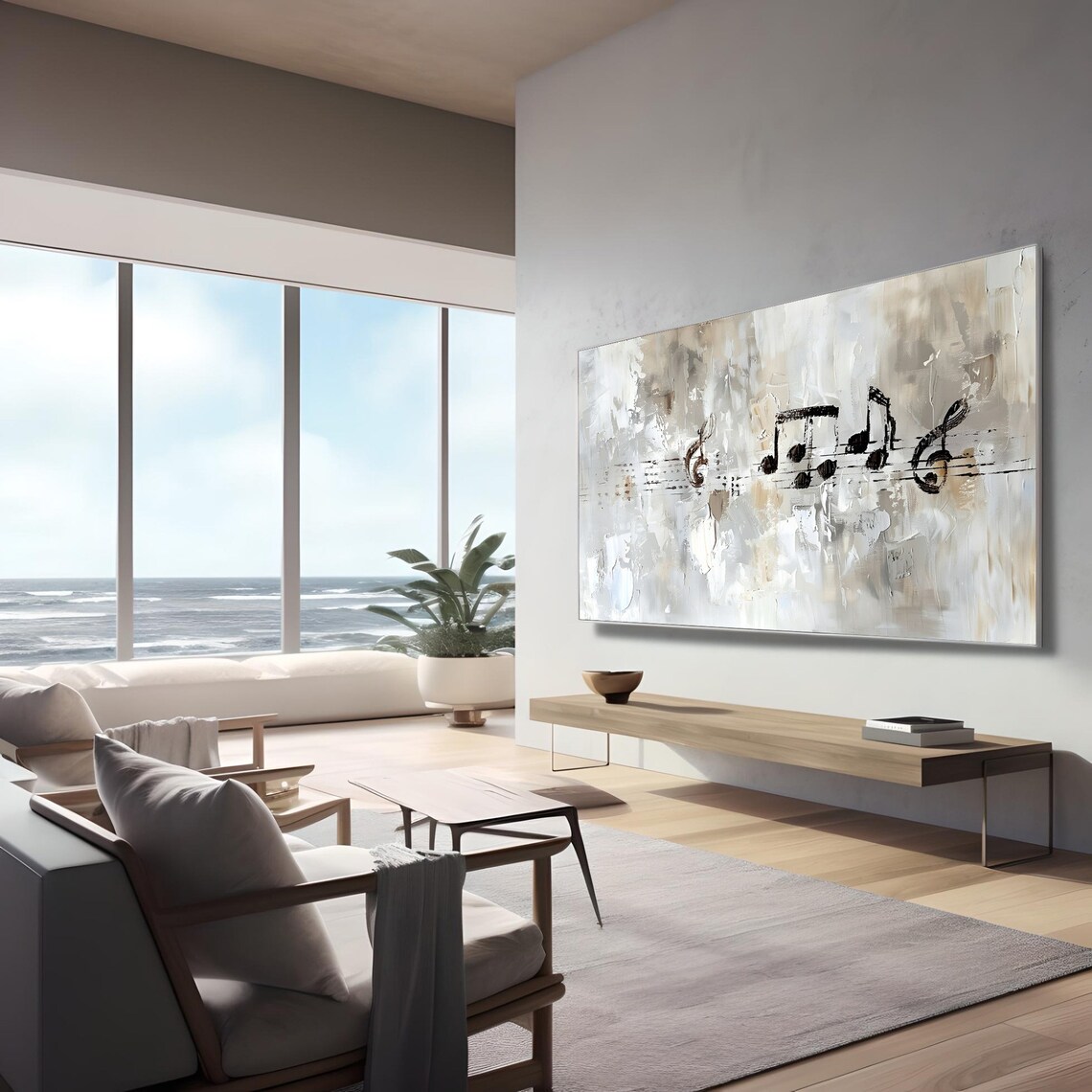 Music Notes Neutral Music Wall Art Print - Image 2