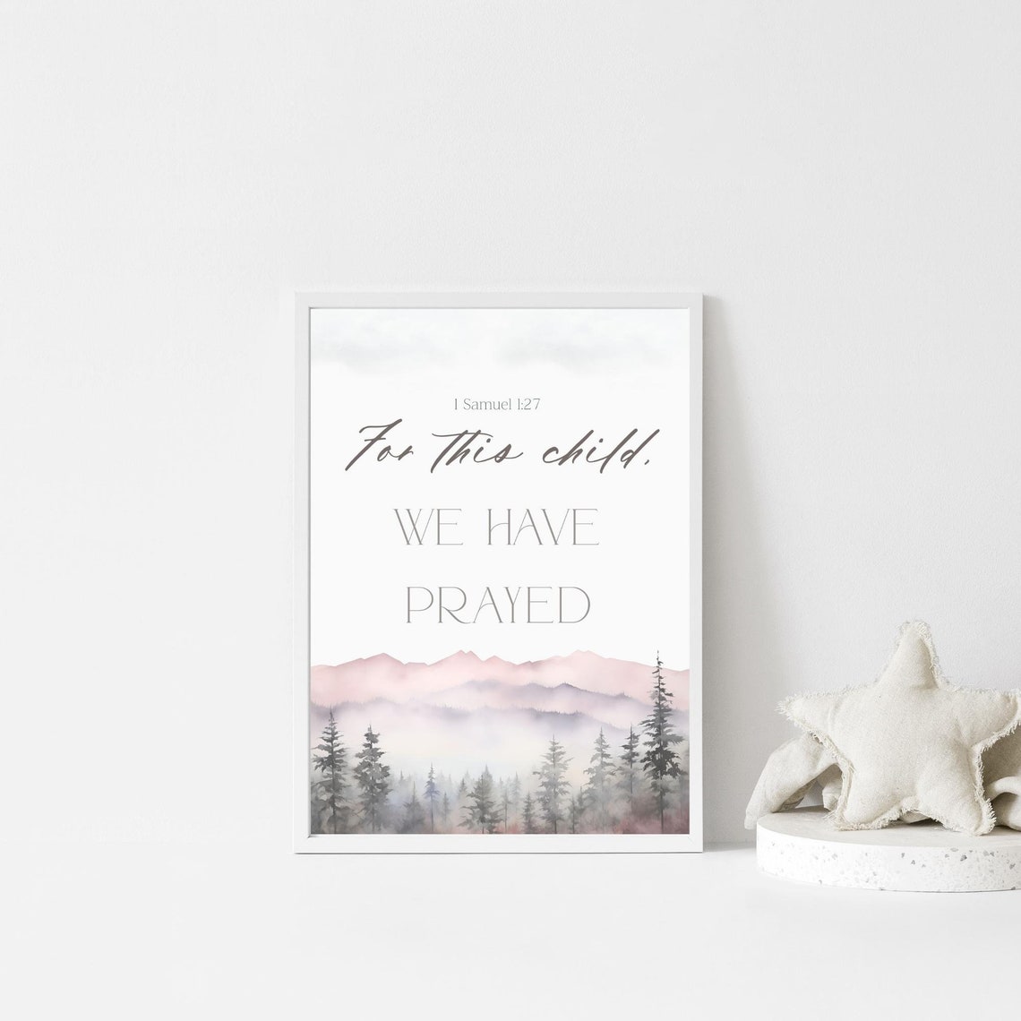 For This Child We Have Prayed Bible Verse Nursery Mountain Wall Art - Image 2