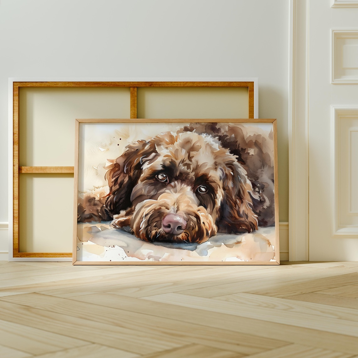 Chocolate Brown Golden Doodle Watercolor Art Print
