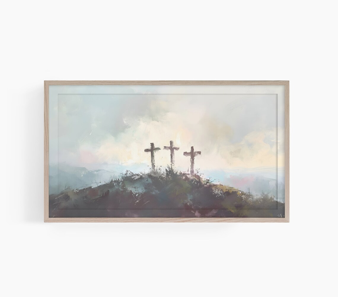 Easter Christian Cross, He Is Risen Art Print