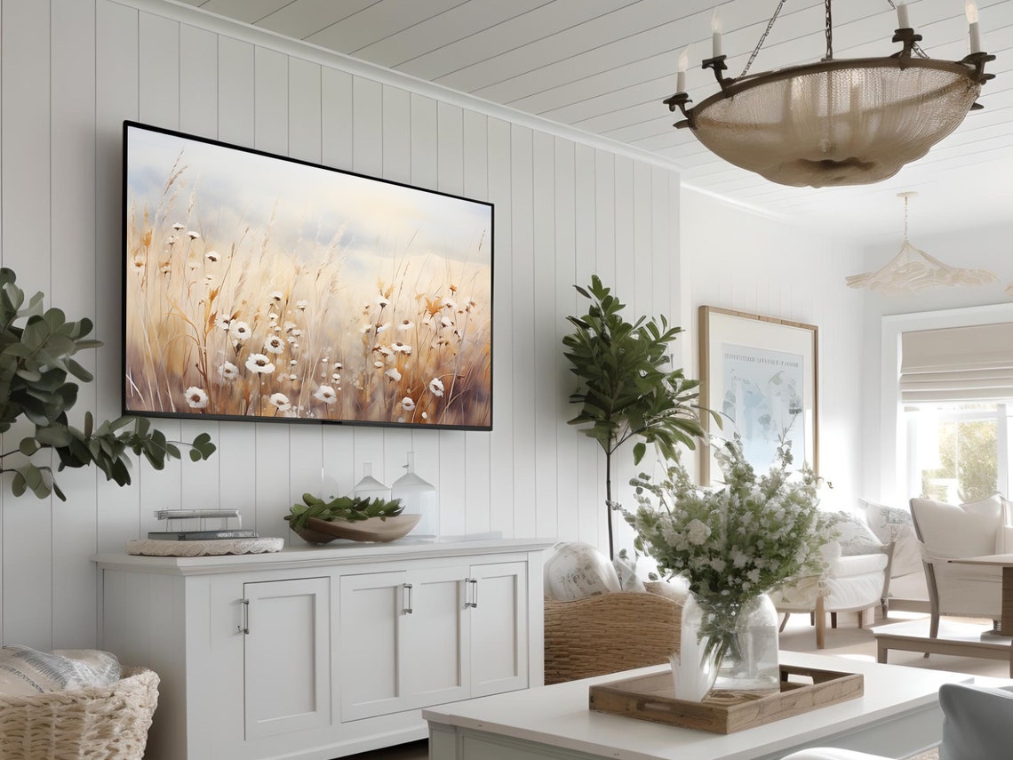Golden Wildflower Meadow Warm Autumn Field Flower Sunset Wall Art - Image 3