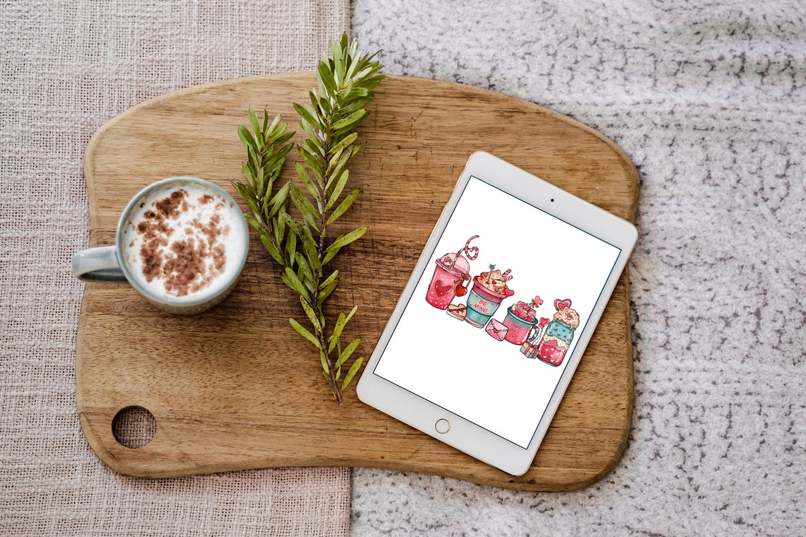 Aesthetic Ipad Wallpaper Cute Valentine Coffee Tablet Background Instant Ipad Wallpaper Coffee Ipad Screensaver - Image 2