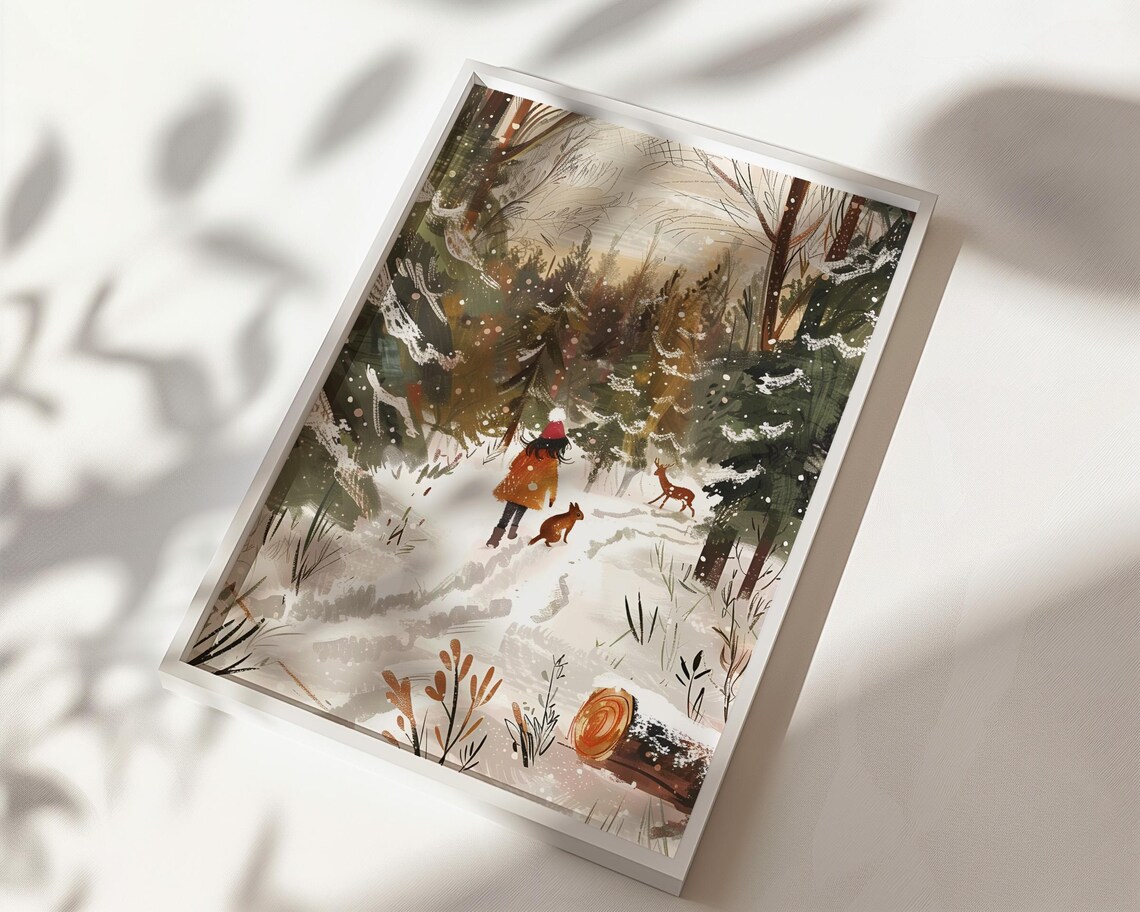 Winter Walk Art Print, Children's Room Seasonal Art - Image 2