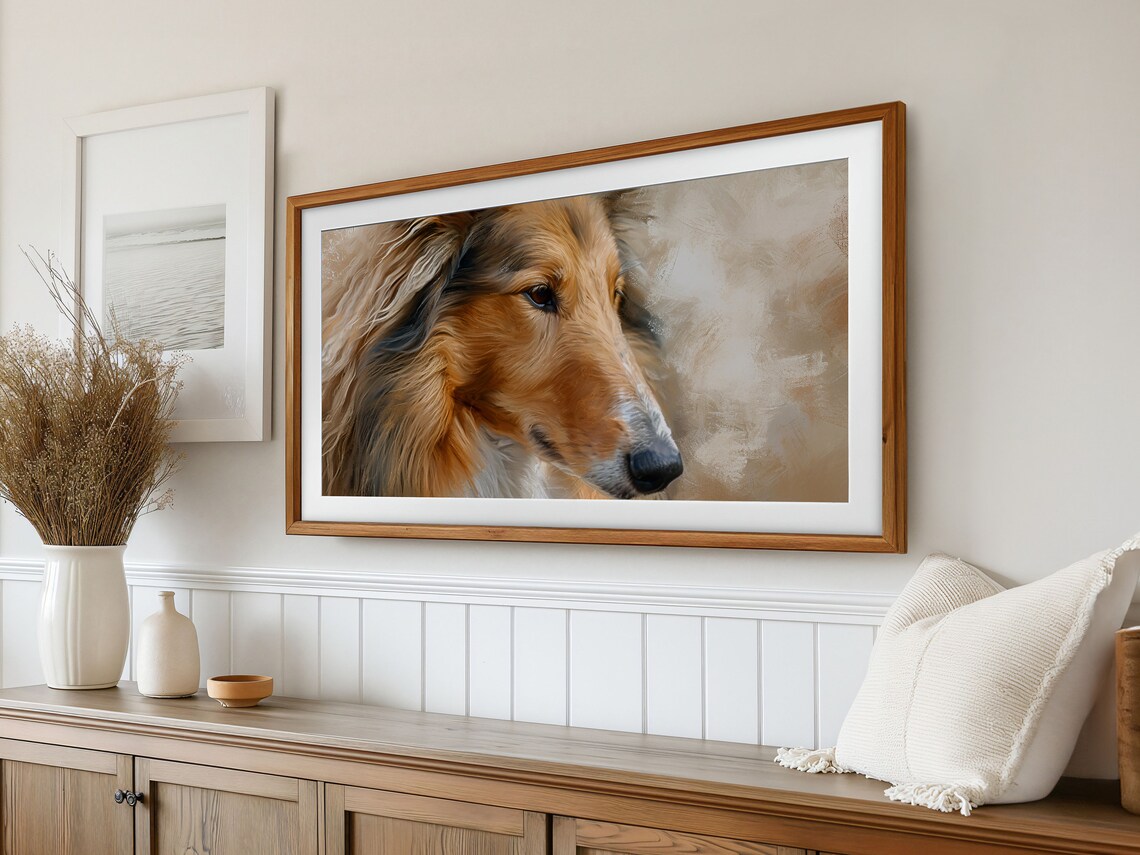 Rough Collie Dog Portrait Painting Sable Pet Lover Gift Wall Art - Image 3