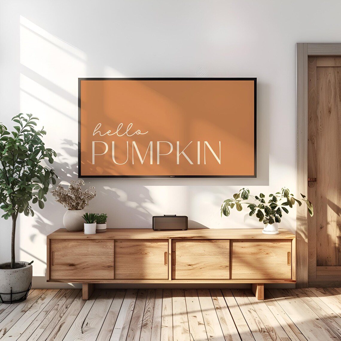 Hello Pumpkin Thanksgiving Autumn Art Print