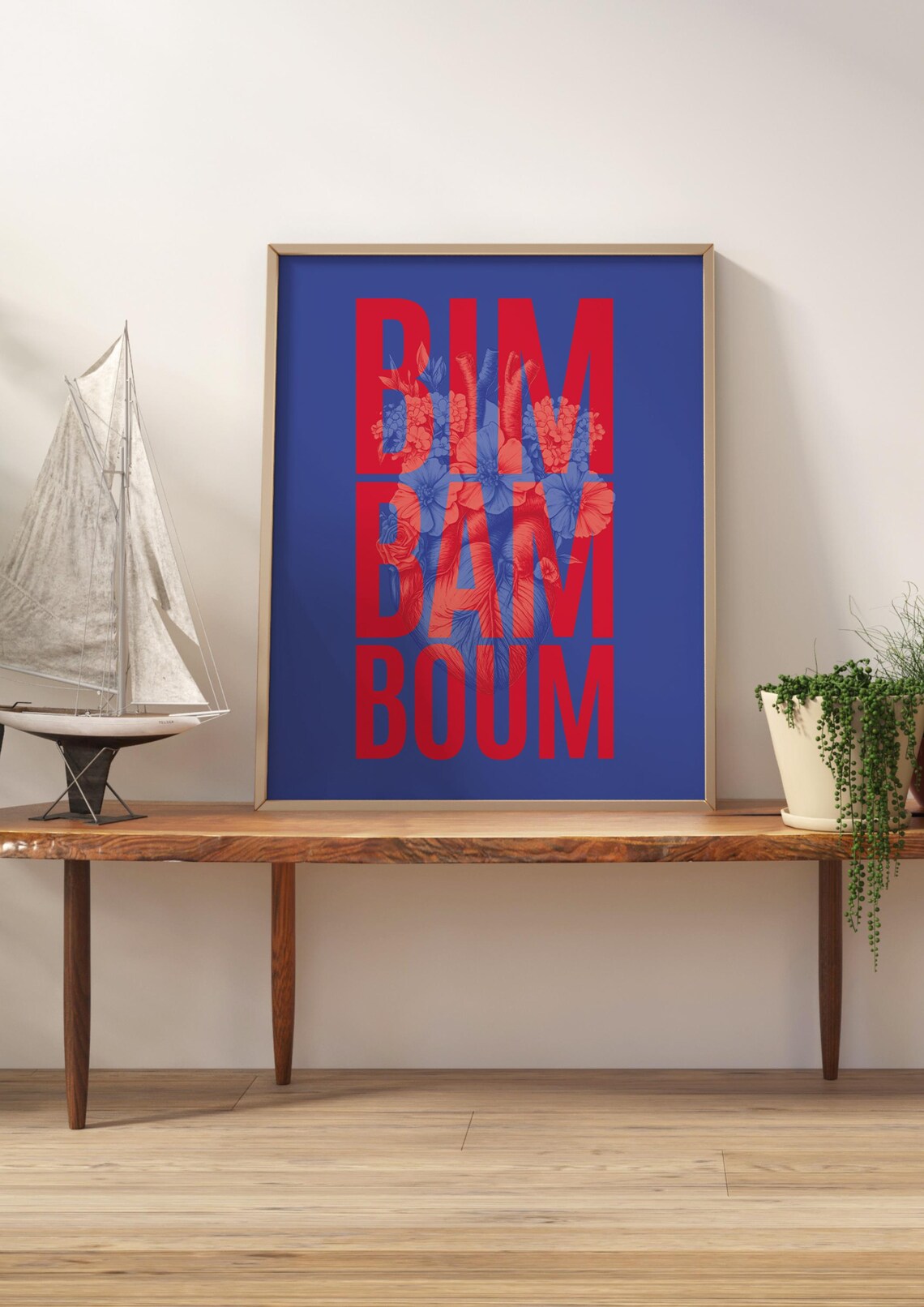 Bim Bam Boum Typographic Poster, Minimalist Heart - Image 2
