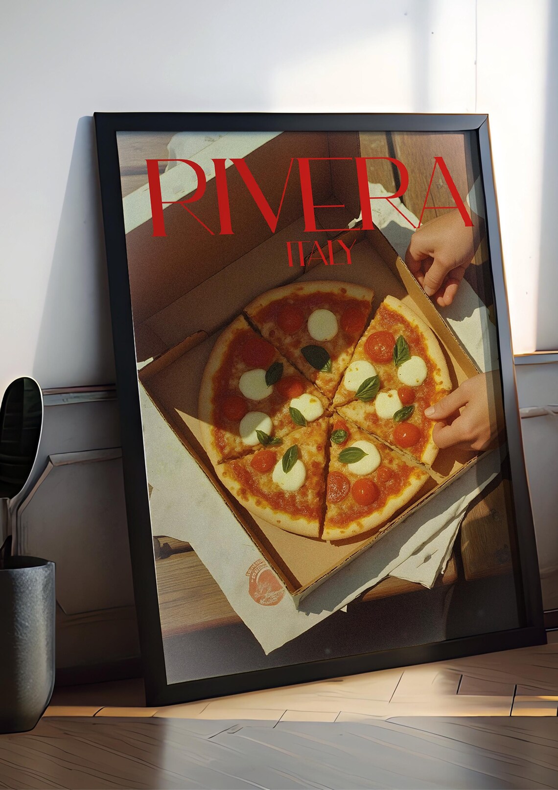 Riviera Italy Retro Italian Pizza Poster