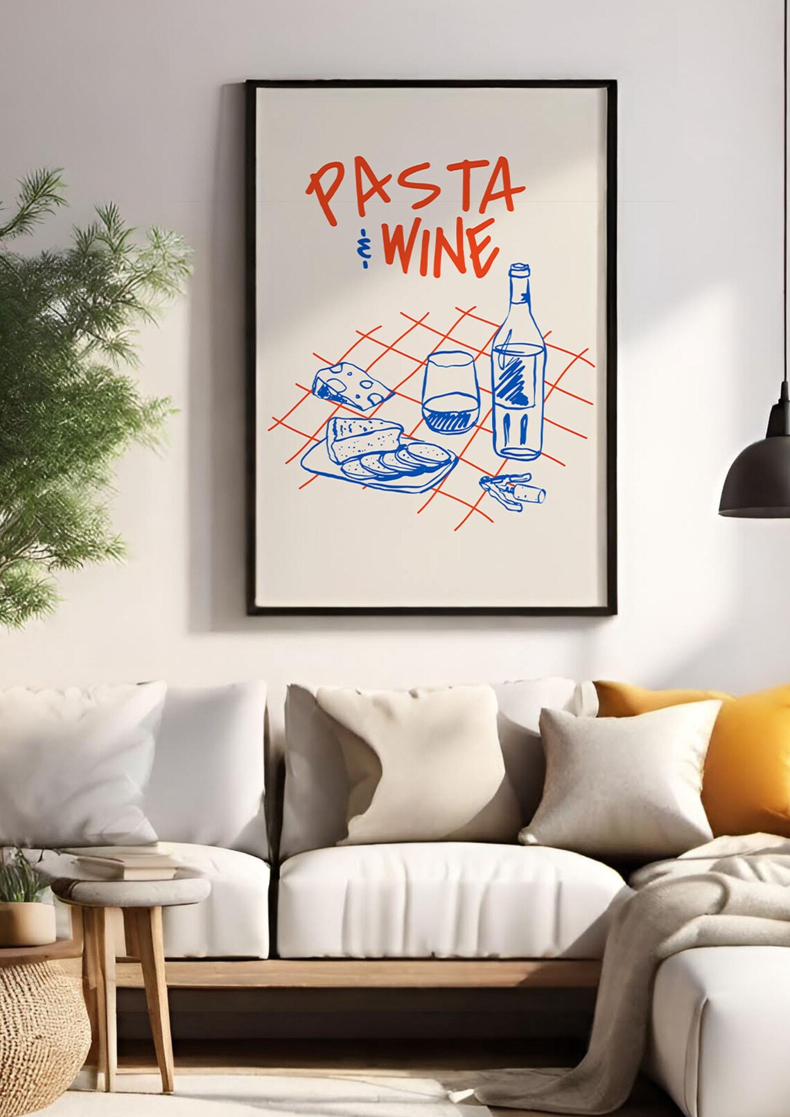 Pasta Wine Minimalist Typographic Poster - Image 3