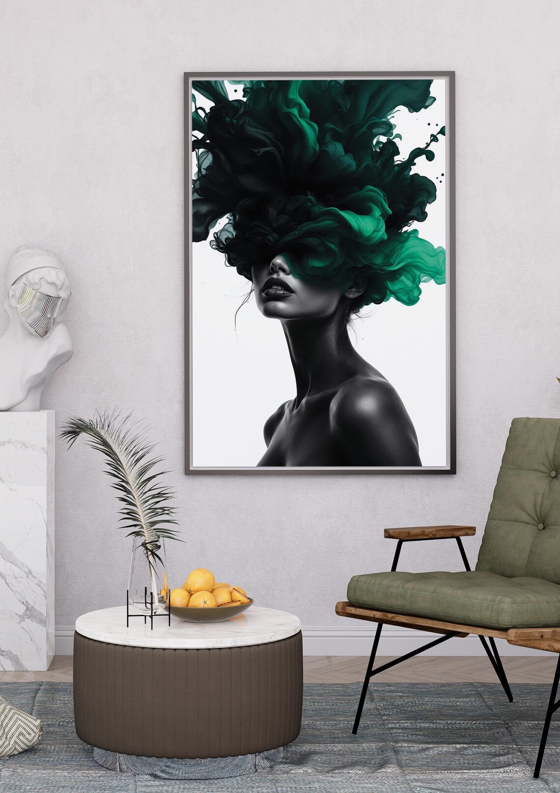 Woman With Green Ink Veil Abstract Artistic Portrait Art Poster