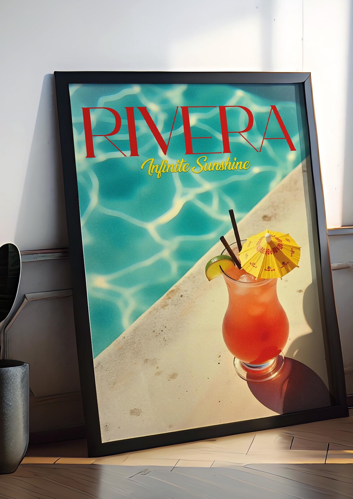 Riviera Infinite Sunshine Cocktail Pool Retro Poster - Image 3