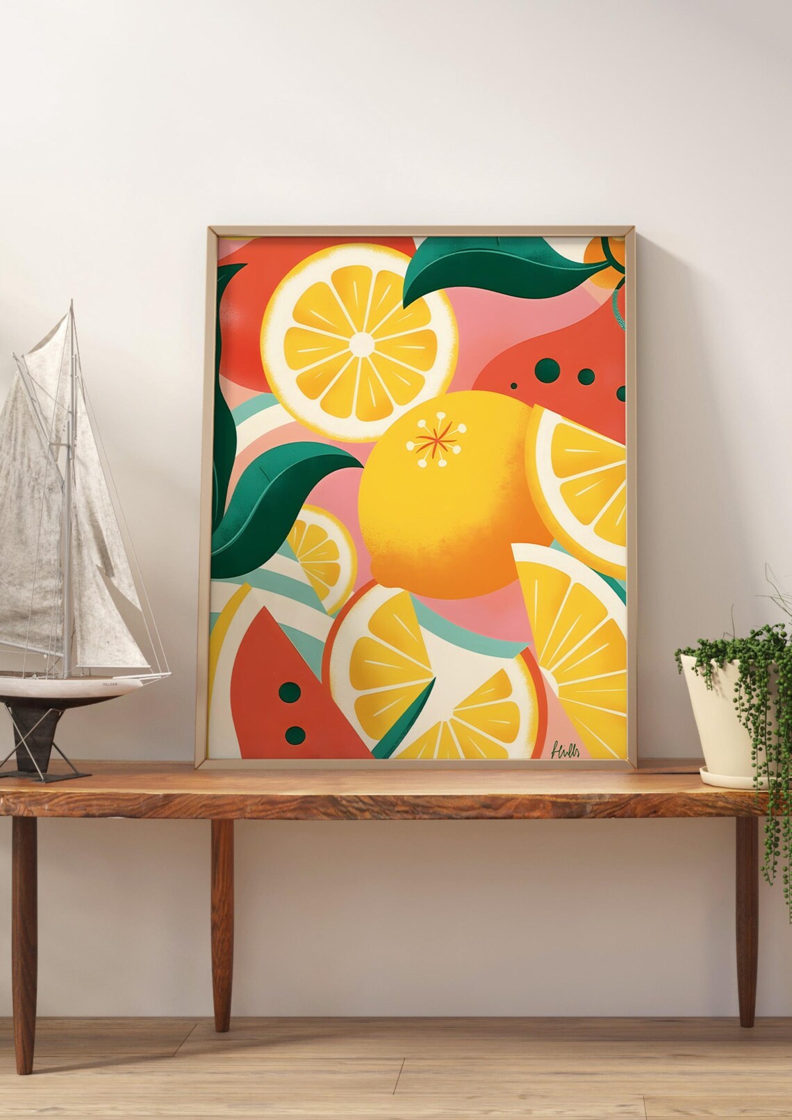 Fresh Fruits Retro Poster, Vintage Illustration - Image 3